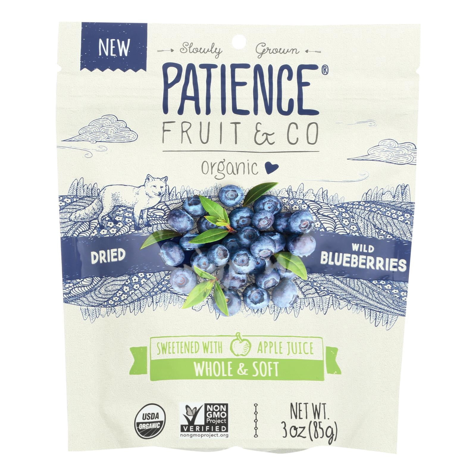 Patience Fruit & Co Organic Dried Wild Blueberries Case Of 8 3 Oz