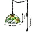 thumbnail image 6 of Kiven Plug in Pendant Light,Classic Hanging Light with Glass Lampshade and Decorated Chain,Dimmable, E26 Socket(Bulb Not Included), 6 of 7