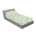 thumbnail image 2 of Ambesonne Geometric Fitted Sheet & Pillow Sham Set, Spiral Circle Tile, Twin, Teal Orange, 2 of 2