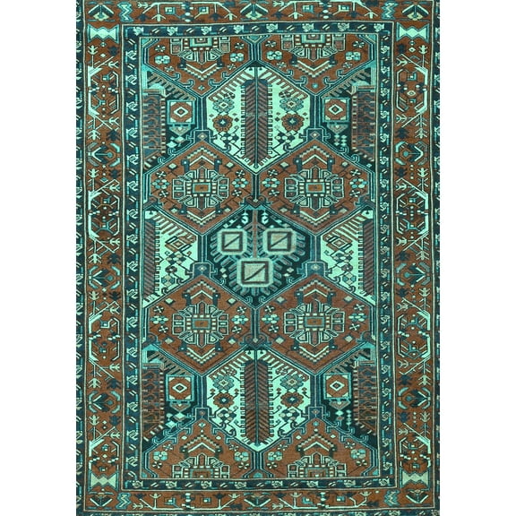 Ahgly Company Indoor Rectangle Persian Turquoise Blue Traditional Area Rugs, 5' x 7'