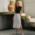 thumbnail image 6 of Skirts for Women Midi Length Casual Side Button Skirt High Waisted Long Flowy Skirt Summer Beach Skirts XL, 6 of 7