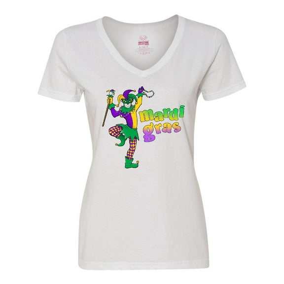 Inktastic Mardi Gras Jester Celebration Women's V-Neck T-Shirt