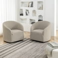 thumbnail image 6 of 32" Wide Modern Boucle Swivel Barrel Chairs Set of 2, No Assembly Round Upholstered Swivel Accent Armchairs for Living Room, Bedroom (Oatmeal), 6 of 9
