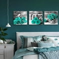 thumbnail image 6 of Turquoise Pictures Wall Decor Teal Rose Kitchen Bathroom Accessories Wall Art Black and White Flower Canvas Prints Romantic Floral Paintings Love Sign Poster Modern Artwork Home Decorations 14x14, 6 of 6