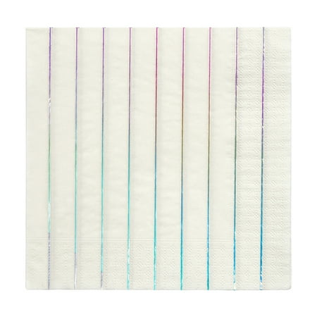 Meri Meri Silver Holographic Striped Large Napkins  16ct