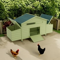 Pefilos 69" Wooden Chicken Coop Outdoor & Waterproof Guinea Pig Hutch with Egg Carton and Pull-Out Drawer, Green