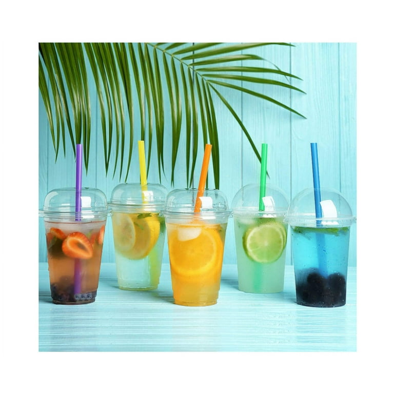RENYIH 100 Pcs Clear Boba Straws Jumbo Smoothie Straws,Individually Wrapped  Disposable Plastic Large Wide-mouthed Milkshake Drinking Straws(0.43 Wide