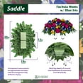 thumbnail image 4 of Sympathy Silks Artificial Cemetery Flowers - Fuchsia Mums with Blue Iris - Saddle for Headstone, 4 of 6