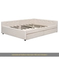 thumbnail image 5 of Queen Size Upholstered Platform Bed with USB and 2 Drawers, Beige, 5 of 13