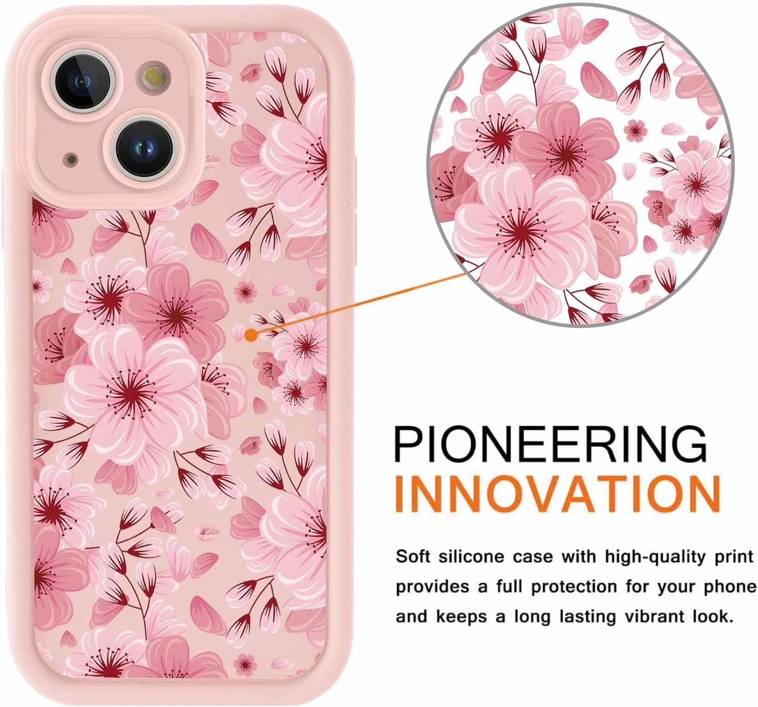 Cute Pink Spring Flower Phone Case for iPhone 15 6.1