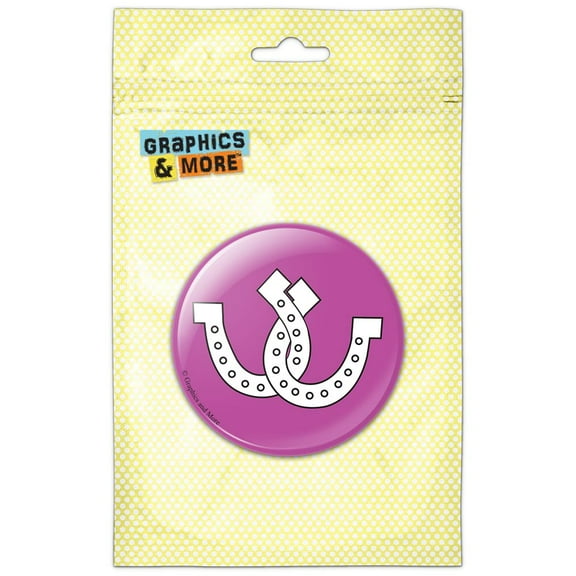 Horseshoes Crossed Pink Pinback Button Pin Badge
