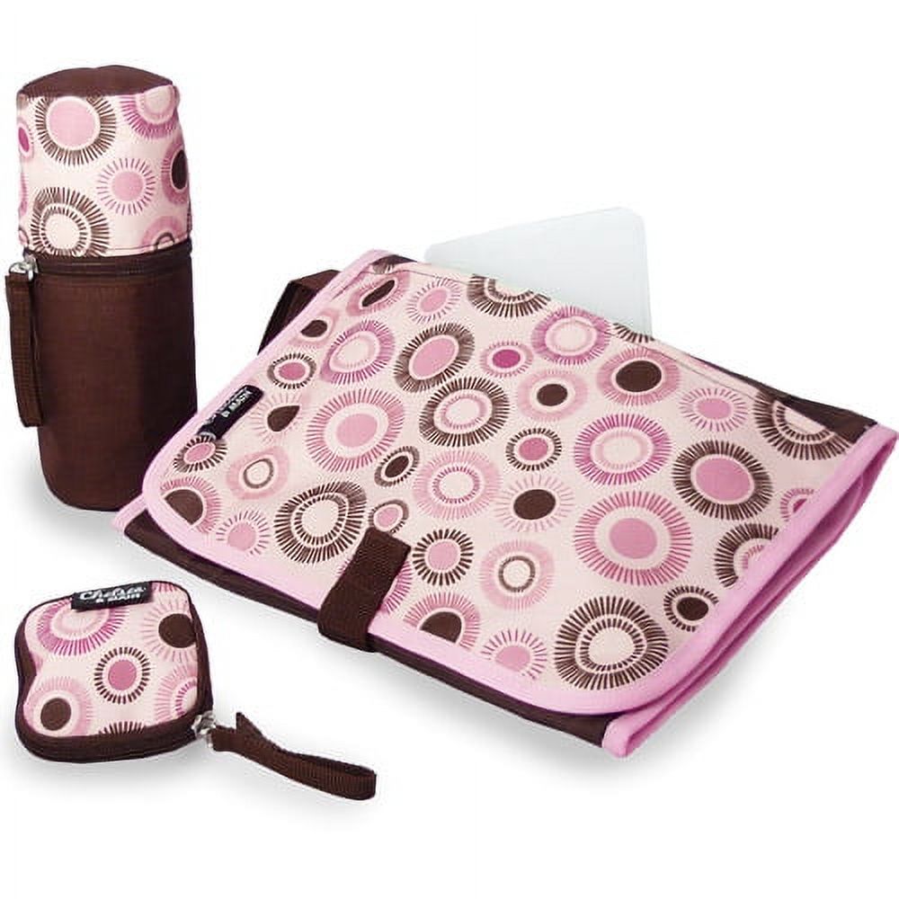 Chelsea & Main - Mommy Essentials 5-Piece Diaper Tote, Brown and Pink Circles - image 3 of 3