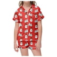 thumbnail image 1 of WEAIXIMIUNG Ensemble de Pyjama de Noël Classique pour Enfants, Col Boutonné, Manches Courtes et Shorts, 8-9 Ans, 1 of 6