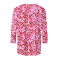 thumbnail image 5 of Women's Plus Size T Shirts Valentines Cute Heart Print 3/4 Length Sleeve Crewneck Tees Summer Tops, 5 of 5