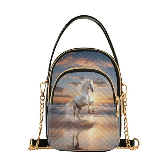 ALAZA Chain Crossbody Bags for Women Horse on Beach Shoulder Handbag Phone Purse