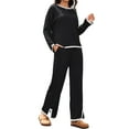 thumbnail image 4 of ATHLECHIC Women's Lounge Matching Sets 2 Piece Outfits Casual Long Sleeve Sweater Top Wide Leg Pants S Black, 4 of 4