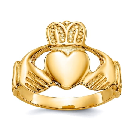 10k Solid Yellow Gold Polished Ladies Irish Claddagh Celtic Trinity Knot Ring Size 6.00 Ring for Women