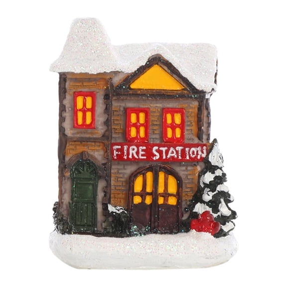 yotijay Fityle Resin LED Christmas Scene Village Collections Winter Christmas Cabin Two-story House