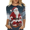 thumbnail image 2 of Xdegoge Christmas Shirt for Women 3/4 Sleeve Santa Funny Graphic T-Shirt Crewneck Vintage Casual Tops Pullover Family Holiday Casual Blouse Gifts 2025 Fall Winter Festival Clothes Fit Party, 2 of 7