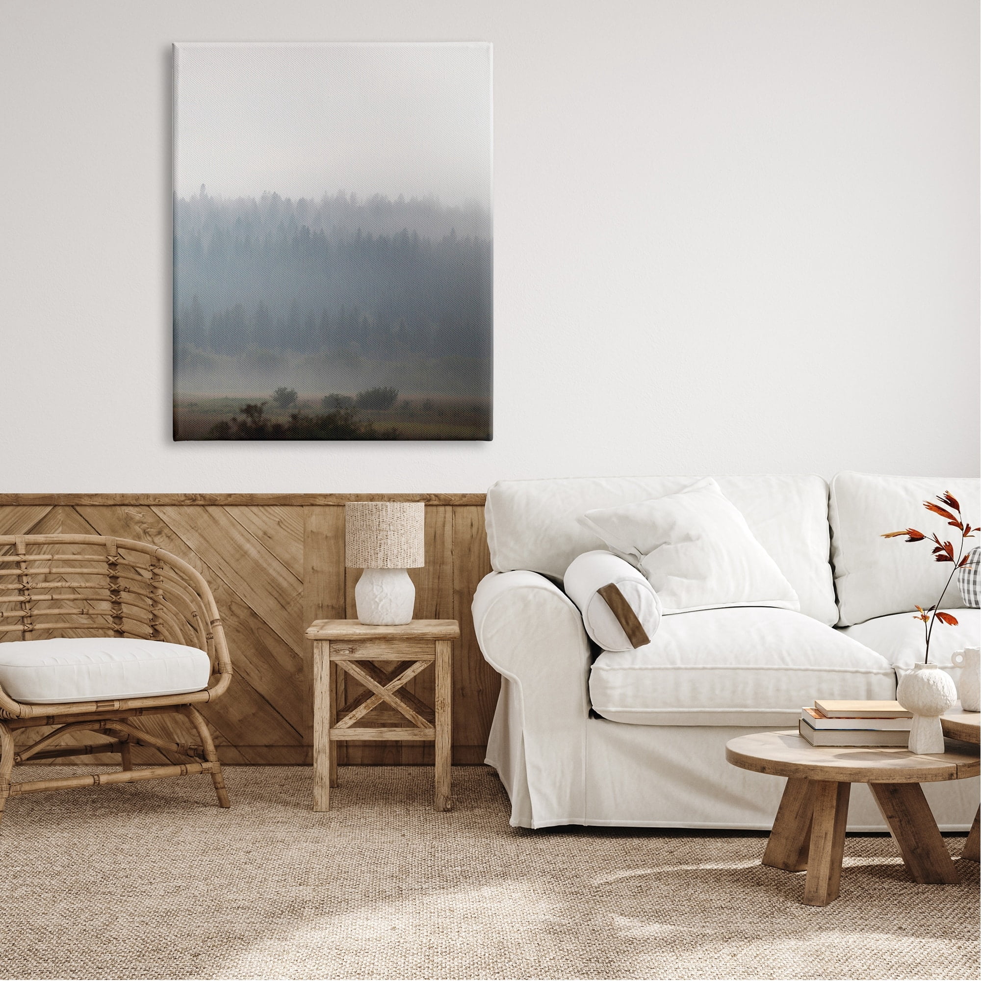 Stupell Industries Peaceful Fog Rural Landscape Woodlands Trees Clouds Canvas Wall Art, 36 x 48, Design by Carol Robinson