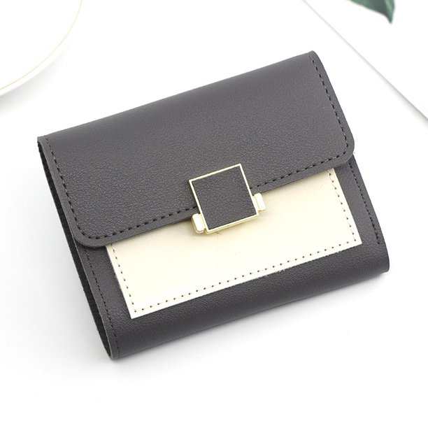 Monedero pequeño informal de tres pliegues para mujer, monedero cuadrado, monedero de mano