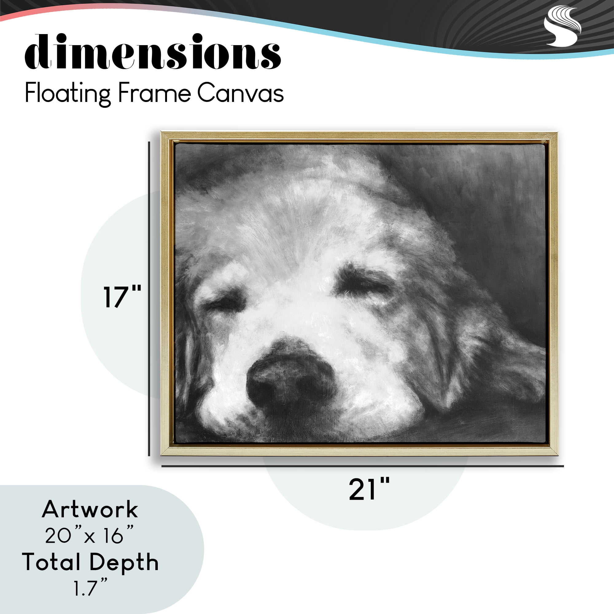 Stupell Industries Monochrome Dog Day Afternoon Gold Framed Floater Canvas Wall Art, design by Walt Johnson