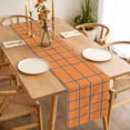 thumbnail image 3 of Table Runner Dresser Scarves 60 Inch Long,Blue Lines on Watercolor Orange Linen Dining Table Runners, 3 of 9