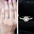 thumbnail image 3 of Rosec Jewels Certified Round Shape Moissanite Halo Engagement Ring with Side Stones, 925 Sterling Silver, US 7.00, 3 of 9