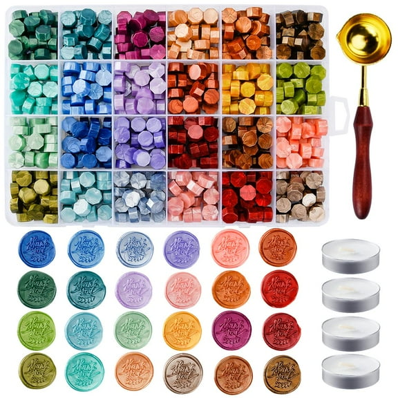 Metallic Wax Seal Beads, 24 Assorted Colors for DIY Sealing Wax, Decorative Wax Stamps for Letters, Envelopes, Wedding Invitations, Gift Wrapping, Multicolor