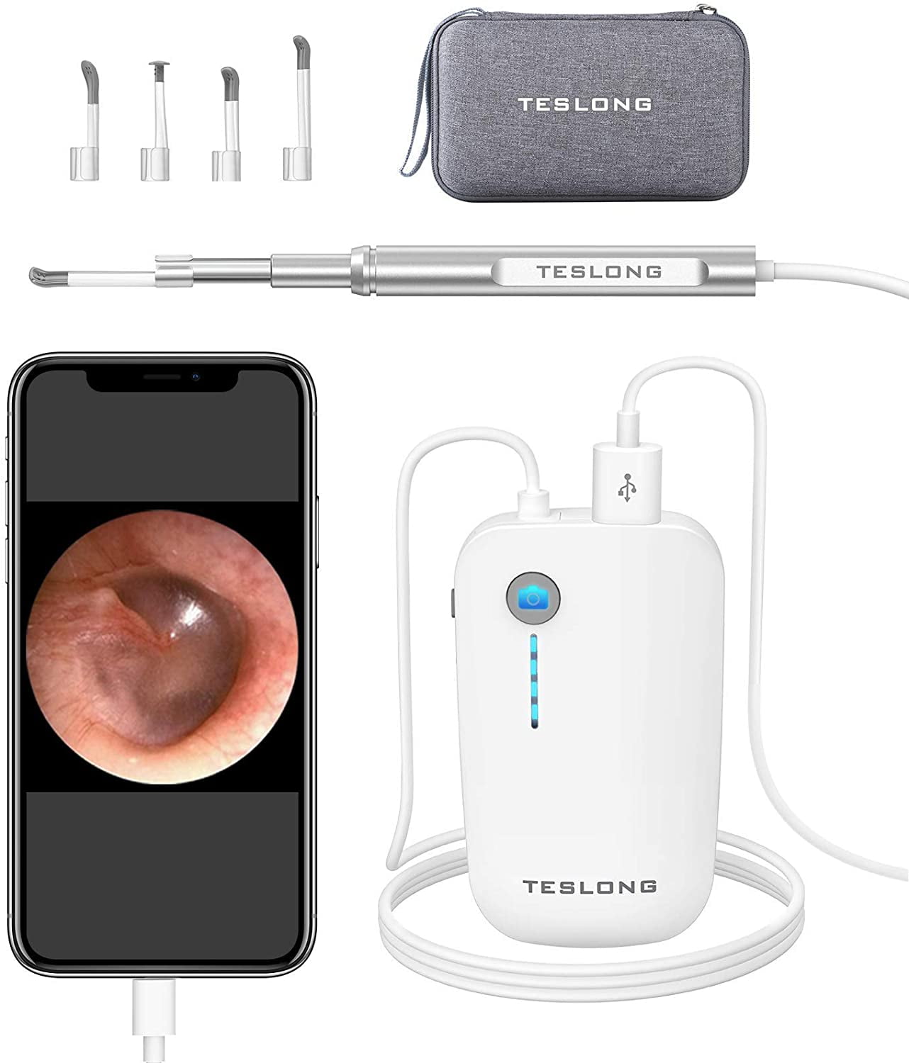 Compatible with Android iOS Smartphone and Tablet LOFTer Upgraded 3.9mm 1080P FHD Ear Camera Set Super Light Ear Wax Remover Tool with Temperature Control Chip White Wireless Digital Otoscope