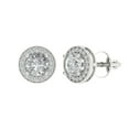 thumbnail image 2 of 1.18Ct Round Cut Halo Studs White Sapphire 14K White Solid Solid Gold Everyday Dainty Earrings Screw Back, 2 of 7