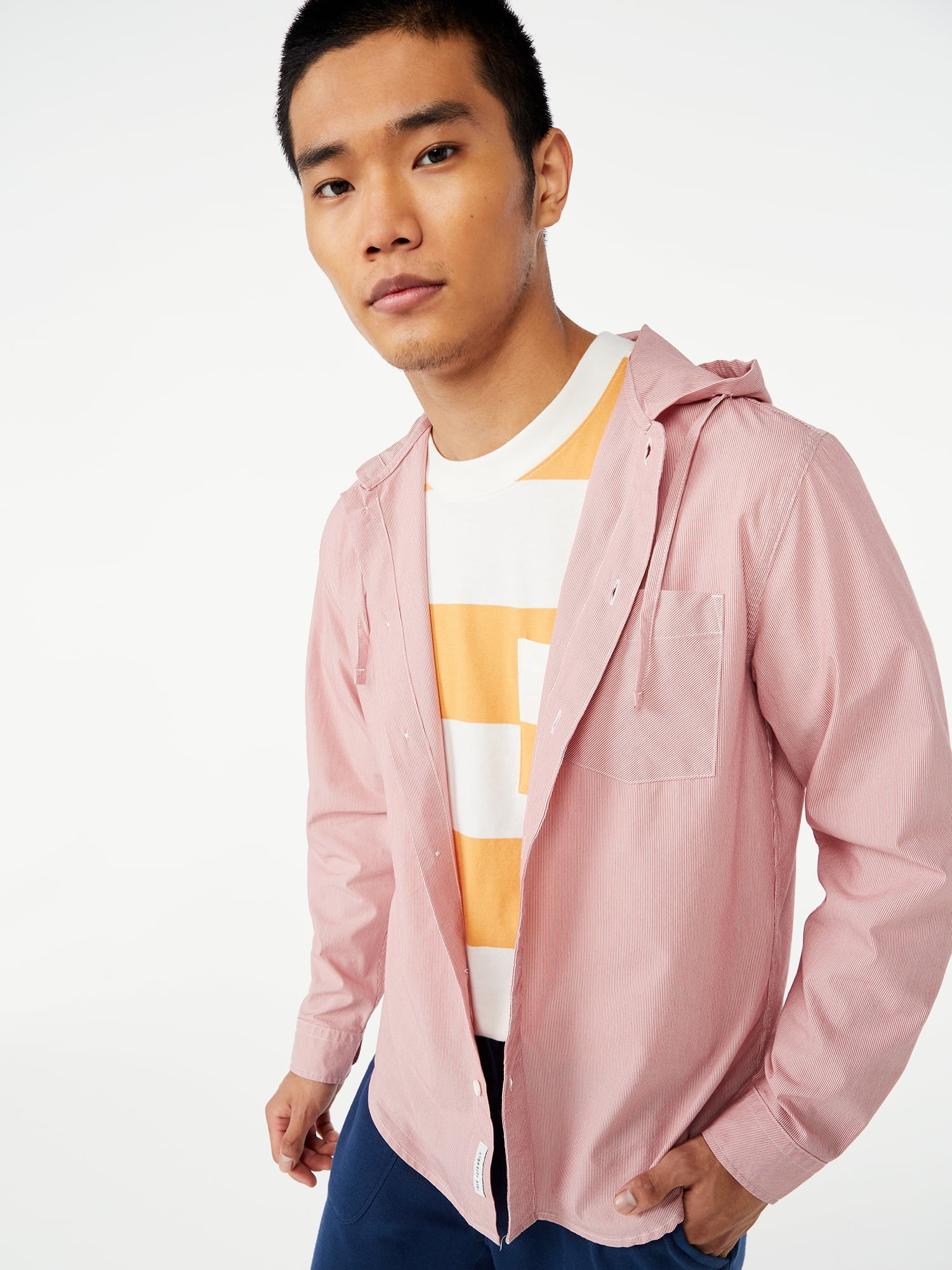 Free Assembly Men's Long Sleeve Hooded Shirt