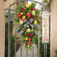 thumbnail image 5 of 20 inch Spring Teardrop Swag, Artificial Tulips Door Swag with Burlap Bow for Front Door Outdoor Porch, Handmade Easter Spring Summer Flower Swag Wreath Decoration for Home, 5 of 9