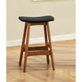 thumbnail image 2 of Solid Wood Walnut Finish Counter Height Stools ( Of 2), Mid-century Modern With Black Faux Leather Seat For Kitchen & Dining 2, And Matt, 2 of 2