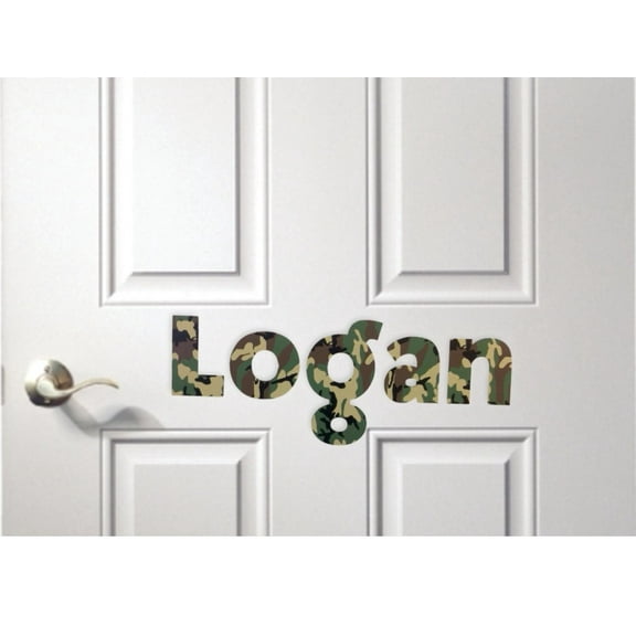 Personalized Name Vinyl Decal Sticker Custom Initial Wall Art Personalization Decor Boys Army Print Pattern Design Camouflage 6 Inches X 20 Inches