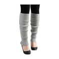 thumbnail image 1 of INSPIRE CHIC Women's Ruffled Cuff Over Knee Length Ribbed Knitted Leg Warmers Light Gray, 1 of 6