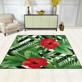 thumbnail image 3 of GZHJMY Tropical Palm Tree Leaves Red Hibiscus Flower Area Rug Living Room Rugs - 5'3" x4 Abstract Large Soft Indoor Washable Rug Low Pile Carpet for Bedroom Dining Room Office Carpet Runner, 3 of 6