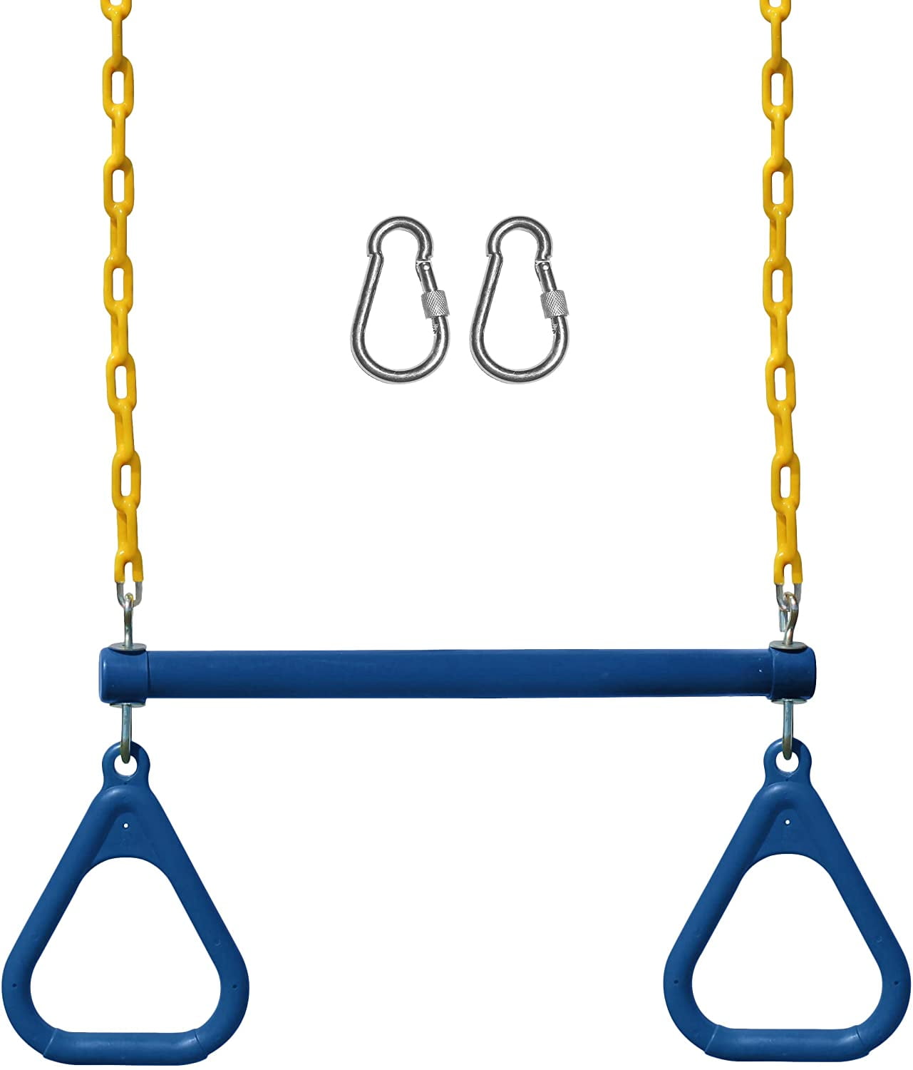 AIIAJJE Trapeze bar for Kids Trapeze Swing bar with Rings& Locking Carabiners for Indoor Jungle Gym Play Set and Outdoor Playground for Swingset Ninja line Backyard 