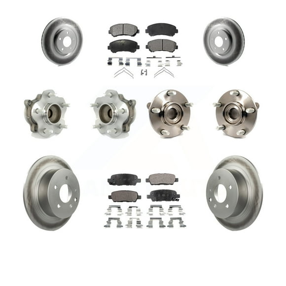 Transit Auto Front Rear Hub Bearings Assembly Coated Disc Brake Rotors and Ceramic Pads Kit (10Pc) for Car 2007-2012 Nissan Sentra SE-R Spec V with 2.5L - Left Right Side (Driver Passenger) KBB-112735