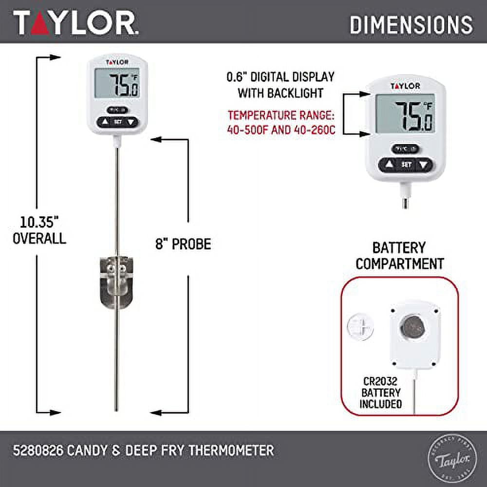 Taylor Premium Digital Candy Fry Thermometer with Heat Shield
