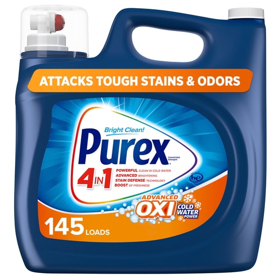 Purex Advanced Oxi Power Liquid Detergent, 218 fl oz, 145 Wash Loads