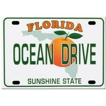 Ocean Drive Miami Florida License Plate Fridge Collector's Souvenir Magnet 2.5 inches X 3.5 inches