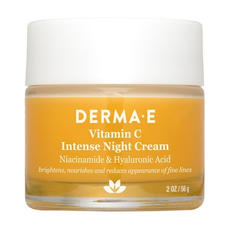Derma E Vitamin C Intense Brightening Night Cream with Hyaluronic Acid, Vegan Skin Care, 2 oz