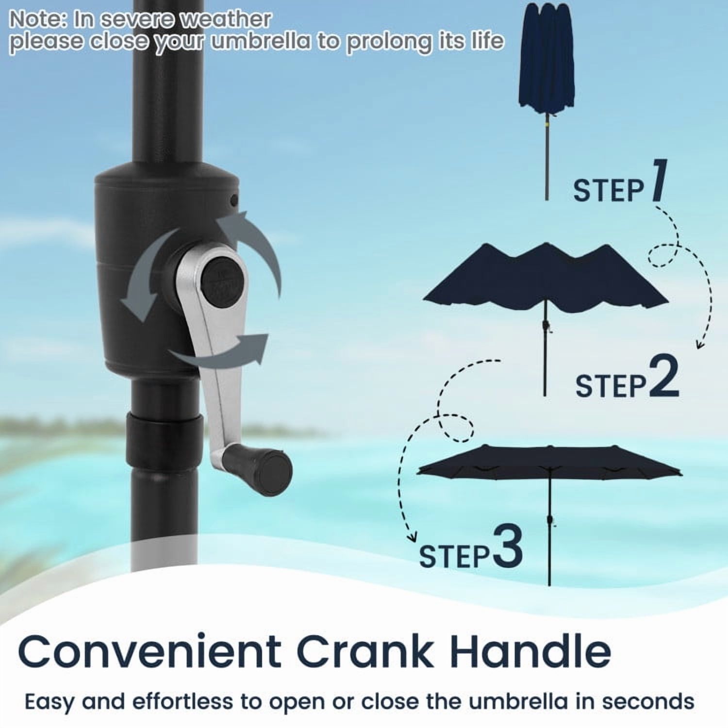 GVN Outdoor Patio Umbrella,Patio Umbrella,13 FT Large Patio Umbrella Outdoor Double-Sided Table Market Umbrella with Crank Handle-Navy