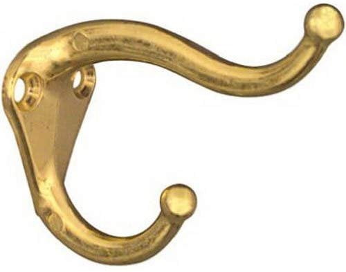 *Pack Of 12 Single Hat And Robe Coat Hanger Clothes Hook Brass Plated and Screws 