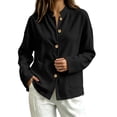 thumbnail image 6 of LUVDA Women's Corduroy Button Cardigan Fall Winter Band Collar Patch Pocket Shacket, 6 of 6