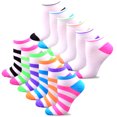thumbnail image 2 of TeeHee Women's Acrylic No Show Low Cut Basic 12-Pack (Solid-Neon Stripe), 2 of 4