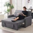 thumbnail image 5 of 53" 3-in-1 Convertible Sofa Bed, Pull Out Sofa Bed with 2 Pillows, 6 Adjustable Backrest, Loveseat Sofa Couch for Living Room, Apartment. Linen-Grey, 5 of 9
