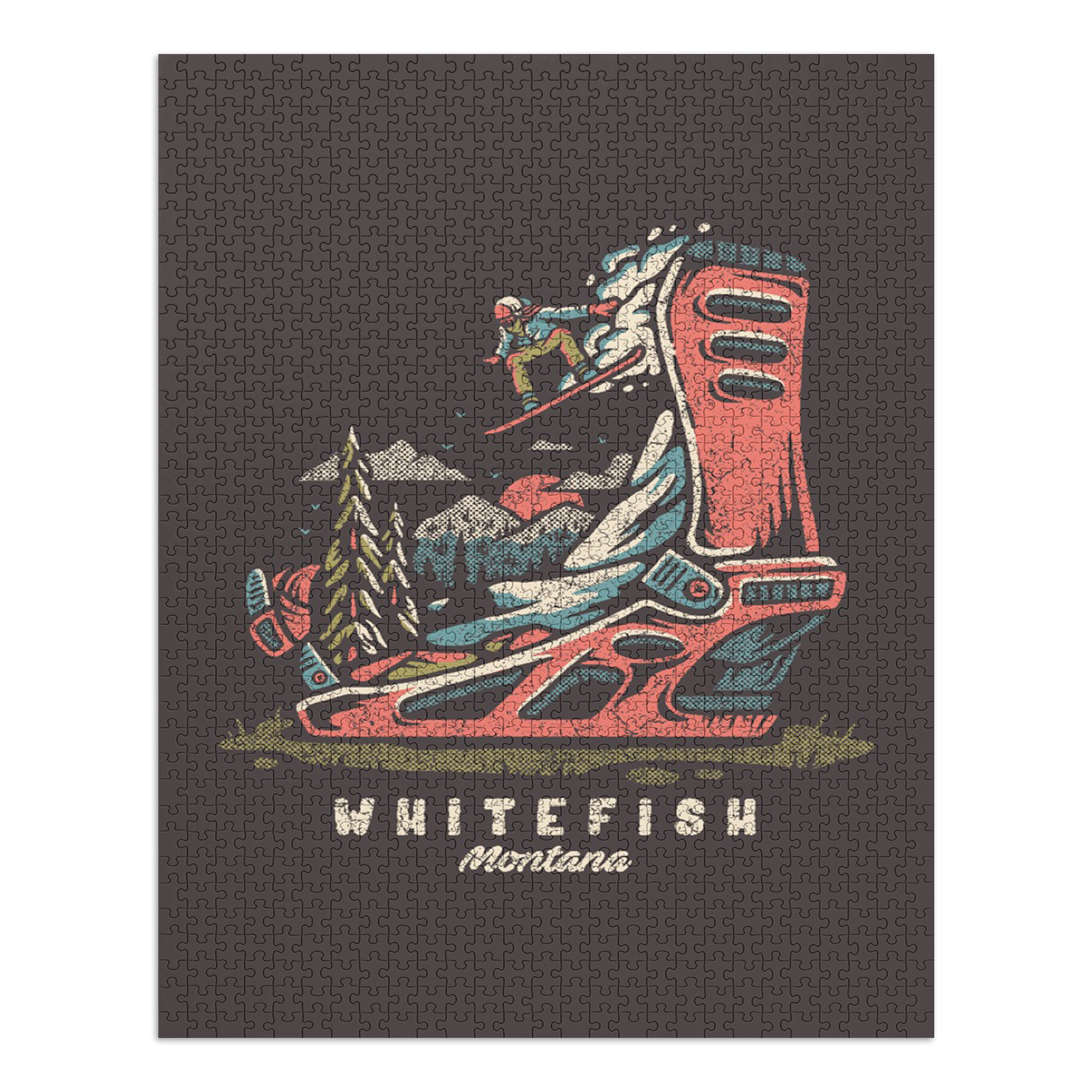 Whitefish, Montana, Snowboard Binding (1000 Piece Puzzle, Size 19x27, Challenging Jigsaw Puzzle for Adults and Family, Made in USA) - image 2 of 4