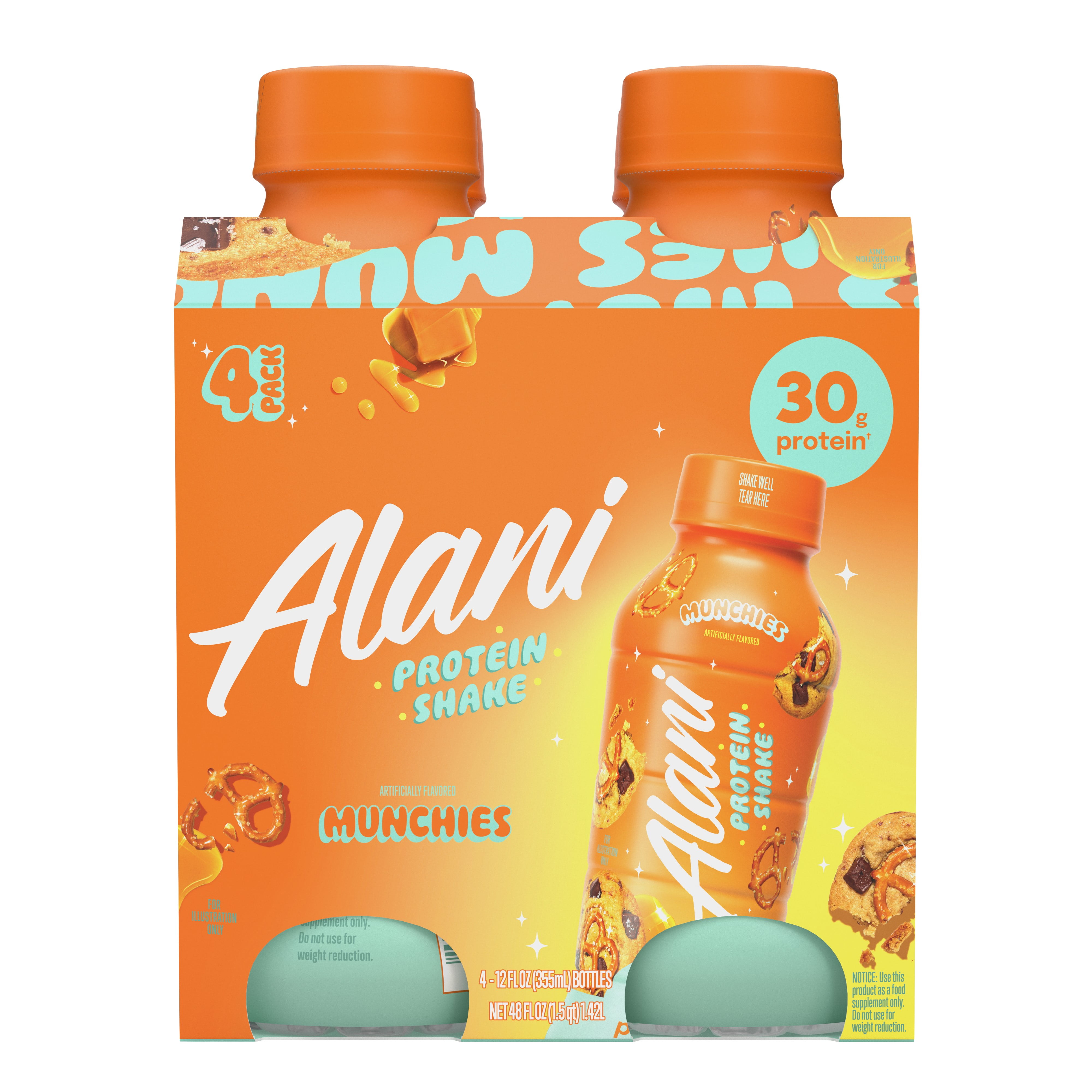Alani Nu Protein Shake, Munchies, 12 fl oz, 4 Pack, Bottles, 30g Protein, Gluten Free